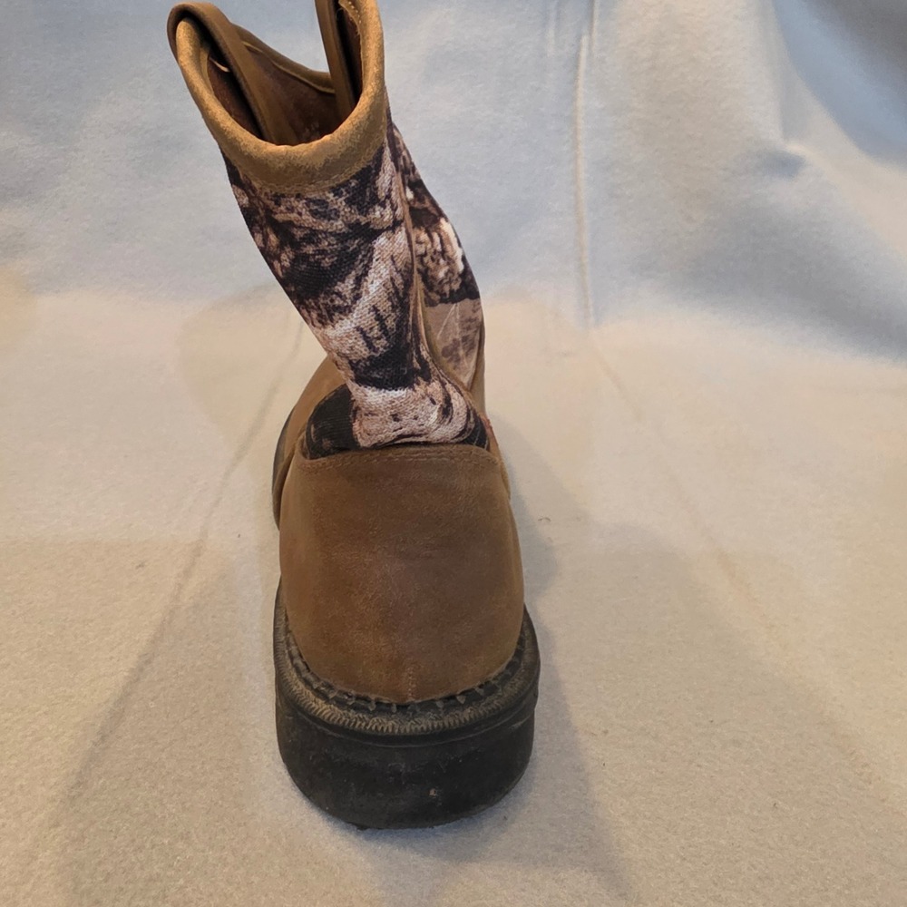 Max Western Boots Kids 4M Brown Camo Good Pull On Rugged - Picture 7 of 16